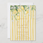  Blooming Lemons Yellow Striped Bridal Shower Kaart (Voorkant)