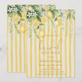  Blooming Lemons Yellow Striped Bridal Shower Kaart