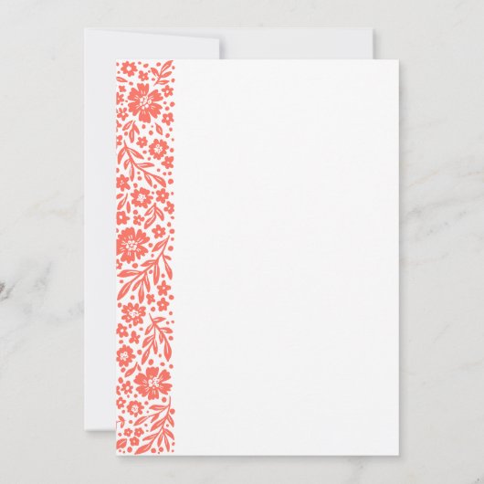 Blooming lijst trouwuitnodiging Coral Pink Kaart (Achterkant)