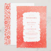 Blooming lijst trouwuitnodiging Coral Pink Kaart (Voorkant / Achterkant)