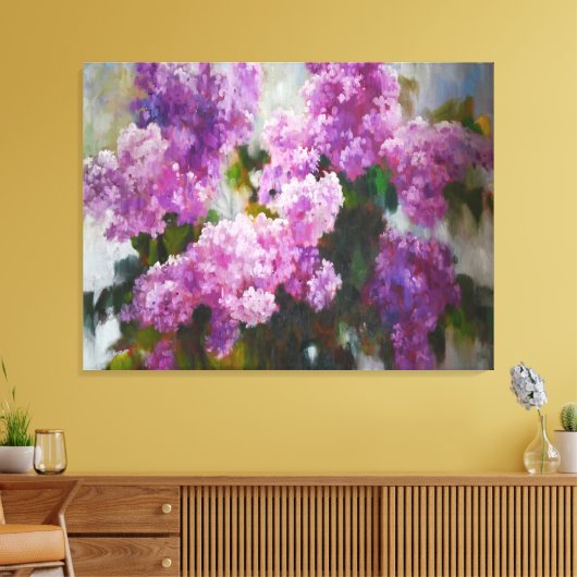 Blooming Lilac – Impressionist Spring Flowers Canvas Afdruk (Insitu (Woonkamer))