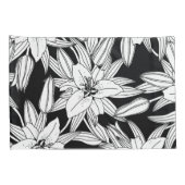 Blooming Lilies in Black and White Kussensloop (Achterkant-Rechts)