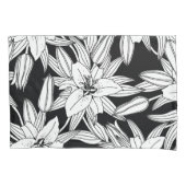 Blooming Lilies in Black and White Kussensloop (Voorkant-Links)
