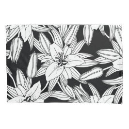 Blooming Lilies in Black and White Kussensloop