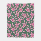 Blooming Lilies in Deep Green Fleece Blanket (Voorkant)