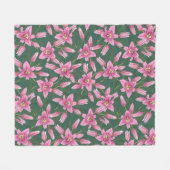 Blooming Lilies in Deep Green Fleece Blanket Deken (Voorkant (Horizontaal))
