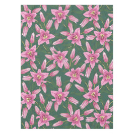Blooming Lilies in Deep Green Tafelkleed