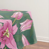 Blooming Lilies in Deep Green Tafelkleed (Voorbeeld)