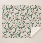 Blooming Lilies in Ivory Green Sherpa Deken (Voorkant (horizontaal))