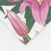 Blooming Lilies in Pastel Pink on White Fleece Deken (Hoek)
