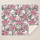 Blooming Lilies in Pastel Pink on White Sherpa Deken (Voorkant (horizontaal))