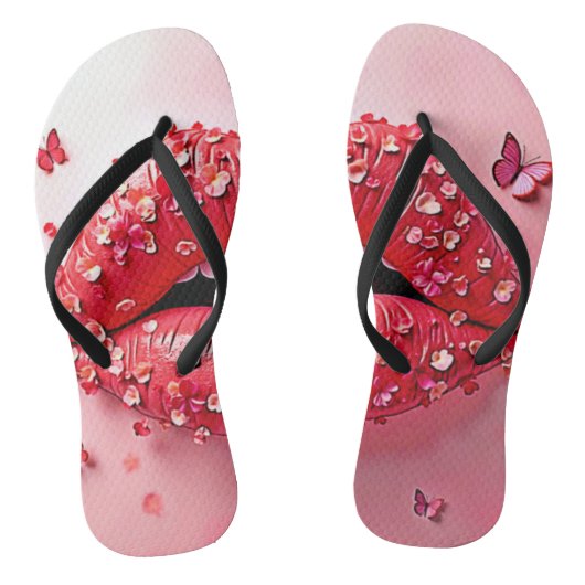 Blooming Lips: Floral Butterfly Kiss Teenslippers (Voetbed)