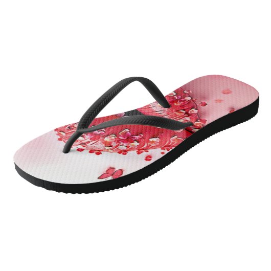 Blooming Lips: Floral Butterfly Kiss Teenslippers (Schuin)
