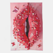 Blooming Lips: Floral Butterfly Kiss Theedoek (Verticaal)