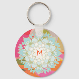 Blooming Lotus Flower Monogrammed Sleutelhanger
