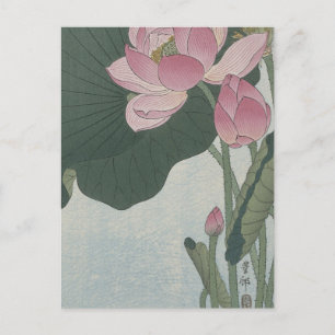 Blooming Lotus Flowers door Ohara Koson Briefkaart