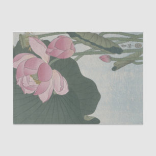 Blooming Lotus Flowers door Ohara Koson Tissuepapier