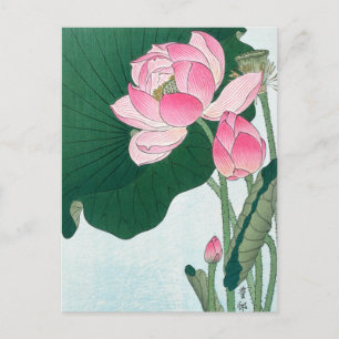 Blooming Lotus Flowers, Koson, Japanse bloemenkuns Briefkaart