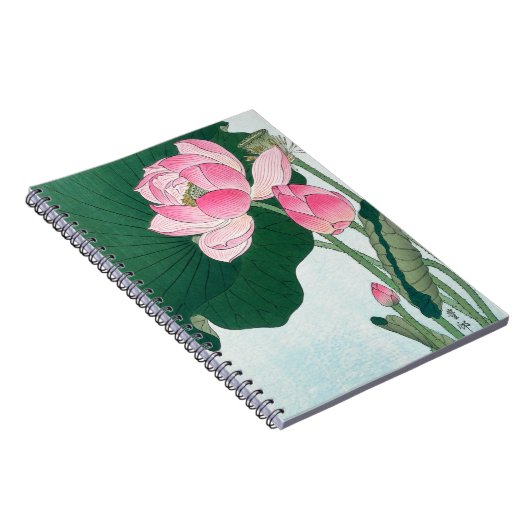 Blooming Lotus Flowers, Koson, Japanse bloemenkuns Notitieboek (Rechterzijde)