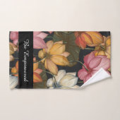 Blooming Lotus Water Lilies Black Exercise Handdoek (Handdoek)