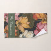 Blooming Lotus Water Lilies op zwarte oefening Handdoek (Handdoek)