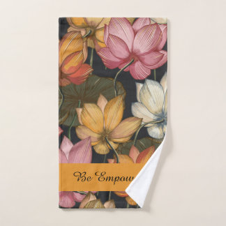 Blooming Lotus Water Lilies op zwarte oefening Handdoek