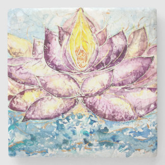 Blooming Lotus Waterverf Art Stone Onderzetter