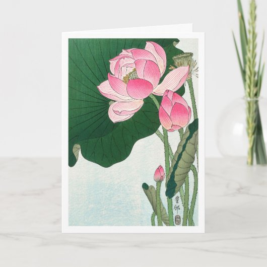 Blooming lotusbloemen - Ohara Koson - kunst Kaart (Voorkant)