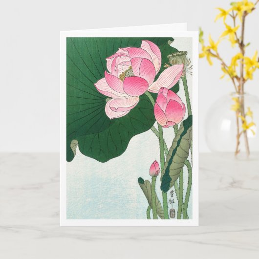 Blooming lotusbloemen - Ohara Koson -  kunst Kaart (Gele Bloem)