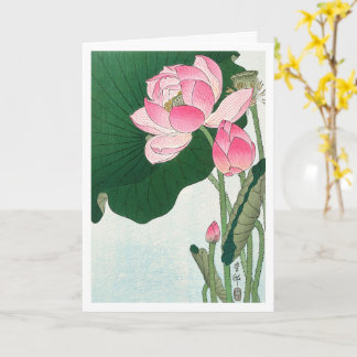 Blooming lotusbloemen - Ohara Koson -  kunst Kaart