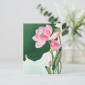 Blooming lotusbloemen - Ohara Koson - VintageArt Briefkaart (Staand voorkant)