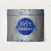 Blooming Love: een bloemrijke welkom op onze bruil Wandkleed (Voorkant (horizontaal))