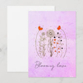 Blooming Love Hand-Drawn Hearts Floral Card (Voorkant / Achterkant)
