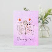 Blooming Love Hand-Drawn Hearts Floral Card (Staand voorkant)