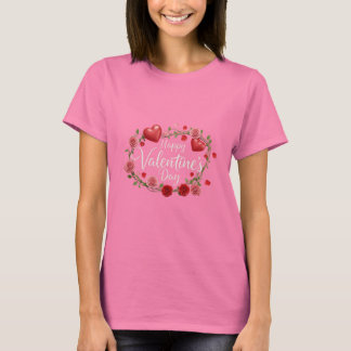 Blooming Love: Happy Valentine's Day Flower Design T-shirt