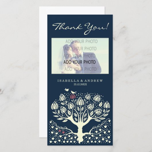 Blooming Love Tree bruiloft dank je ref.wi1 Bedankkaart (Voorkant / Achterkant)