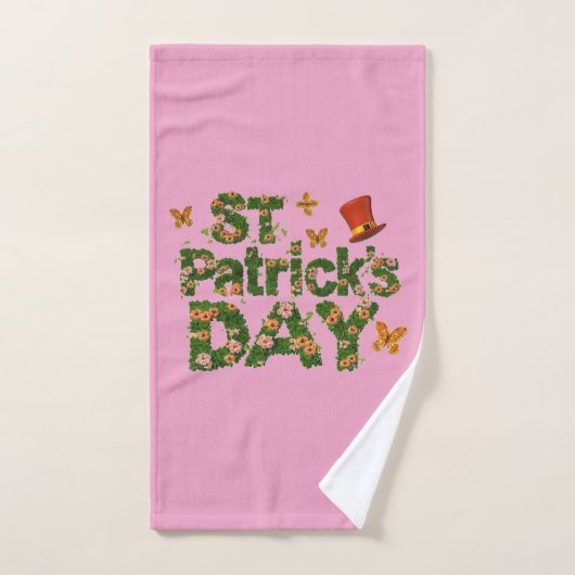 Blooming Luck: Floral St. Patrick's Day roze handd Bad Handdoek (Handdoek)