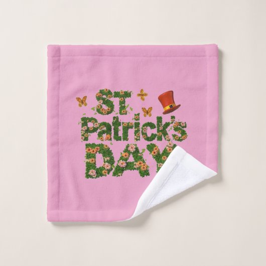 Blooming Luck: Floral St. Patrick's Day roze handd Bad Handdoek (Wasdoekje)