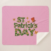 Blooming Luck: Floral St. Patrick's Sherpa Blanket Sherpa Deken (Voorkant (horizontaal))