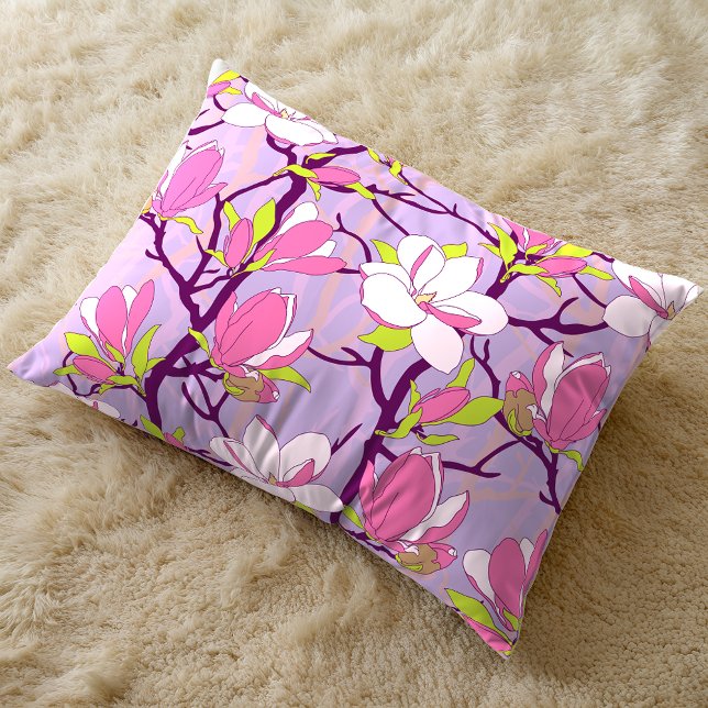 Blooming Magnolia Accent Pillow Kussen (Blooming Magnolia Lilac Flower Accent Pillow)