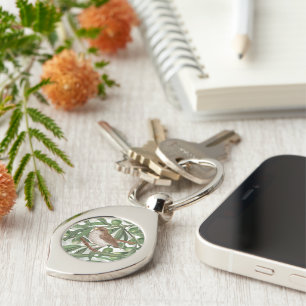 Blooming magnolia en titmuis bird 4 sleutelhanger