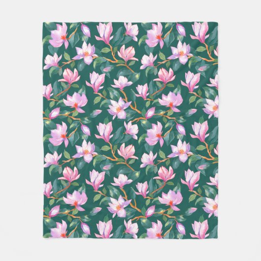 Blooming magnolia fleece deken (Voorkant)