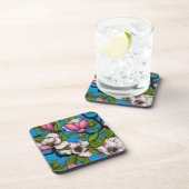 Blooming magnolia op blauw bier onderzetter (Rechterzijde)