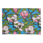 Blooming magnolia op blauw kussensloop (Voorkant)