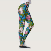 Blooming magnolia op blauw leggings (Rechts)