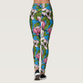 Blooming magnolia op blauw leggings (Achterkant)