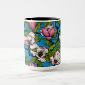 Blooming magnolia op blauw mok (Midden)