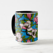 Blooming magnolia op blauw mok (Voorkant links)