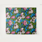 Blooming magnolia op blauw wandkleed (Voorkant (horizontaal))
