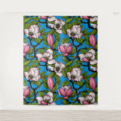 Blooming magnolia op blauw wandkleed (Voorkant)